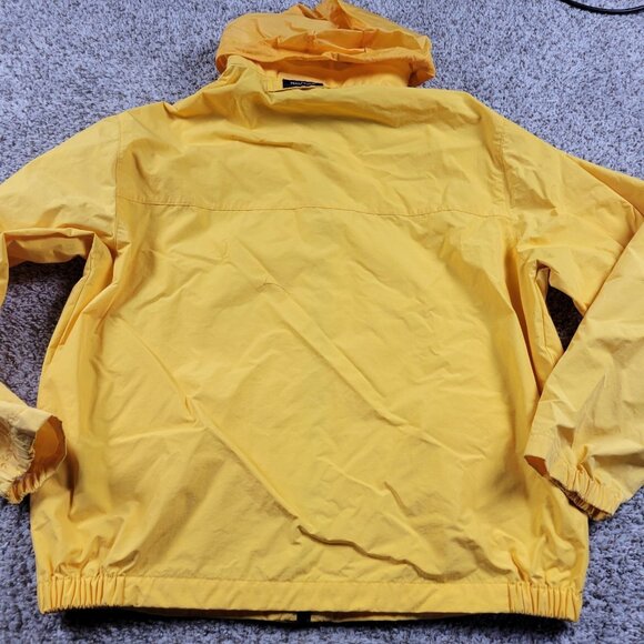 Nautica Jacket Mens Large Yellow Lightweight Hooded Sailing Windbreaker Spellout - Picture 4 of 9